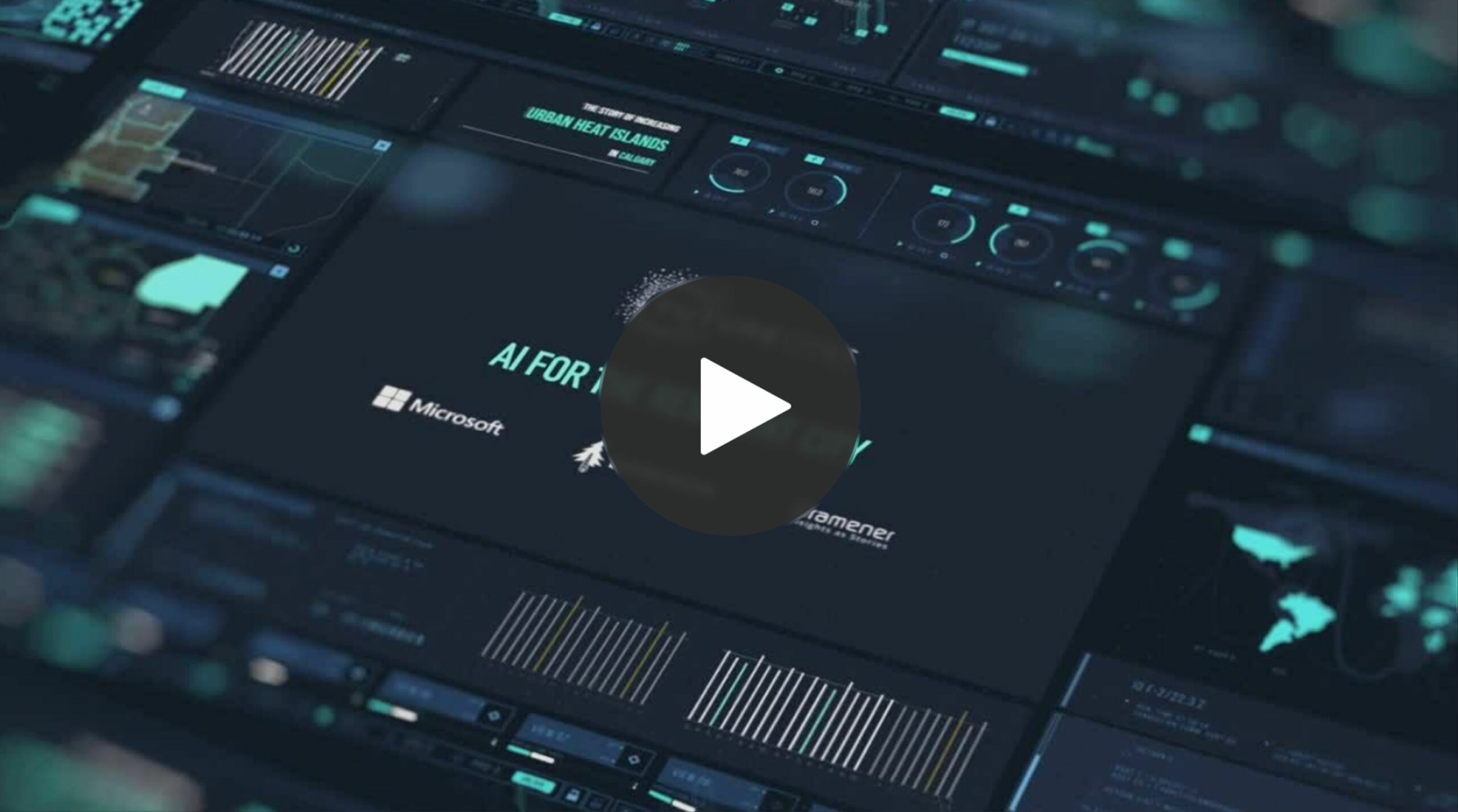 Link to video with play button over scenes from data analytics tool
