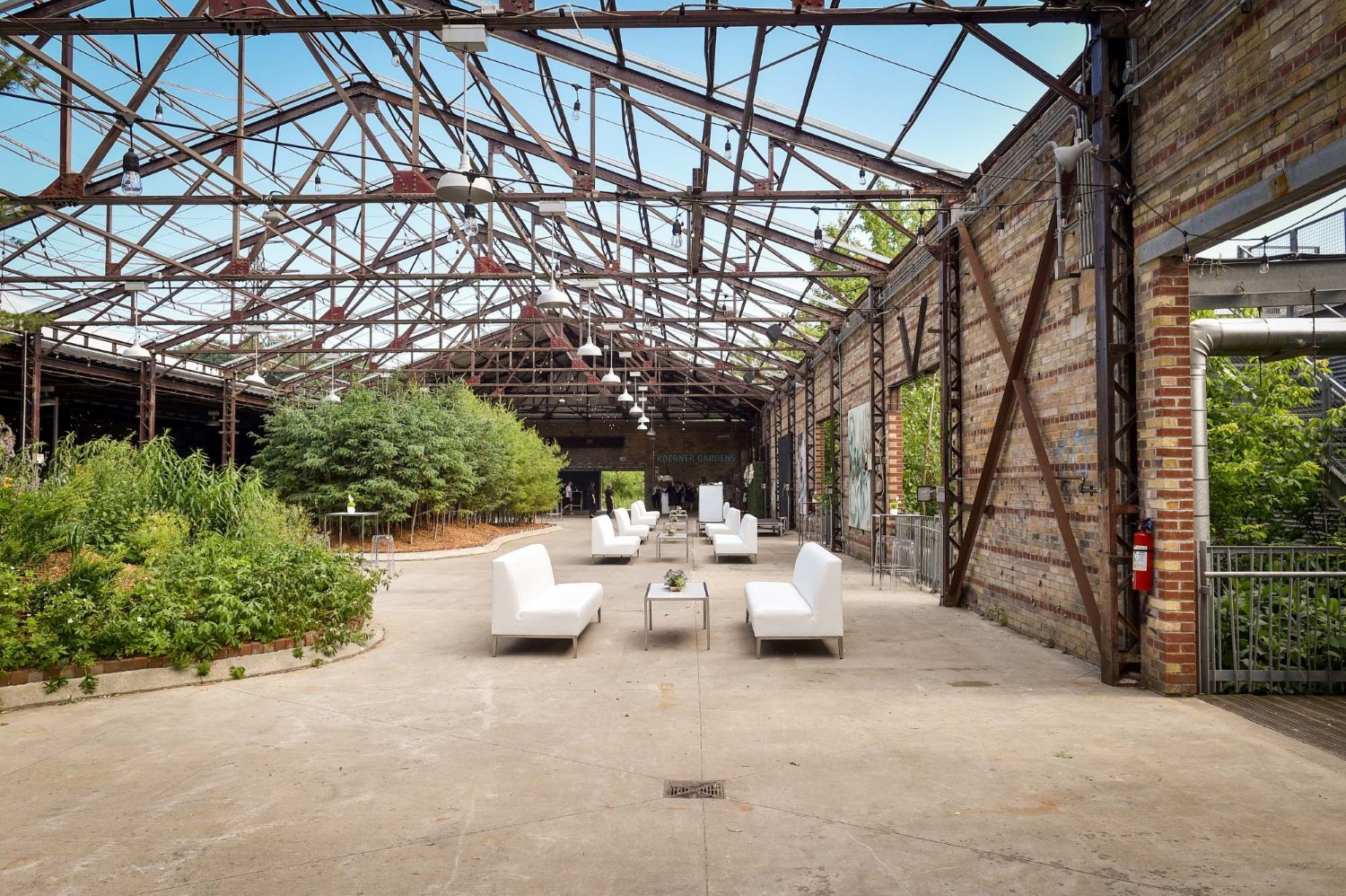 outdoor sitting area at Evergreen Brick Works