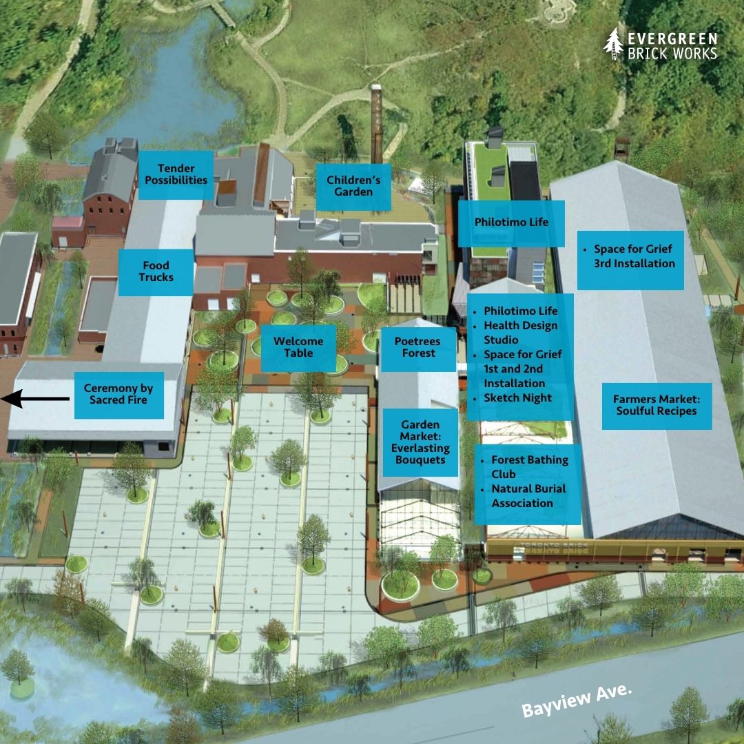 A map of the Good Mourning Festival events at the Brick Works