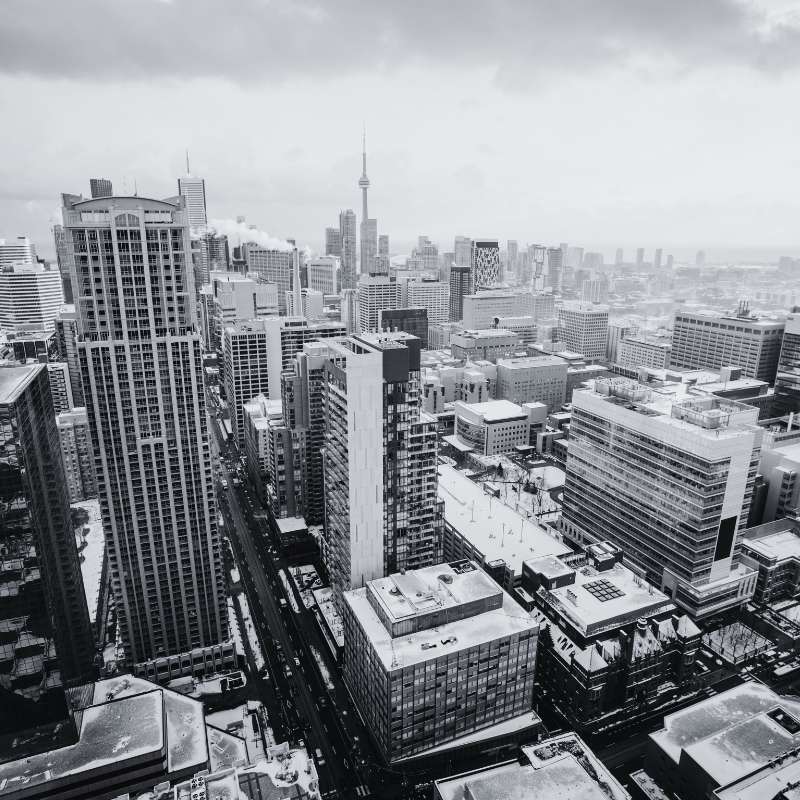 Black and white photo of Toronto