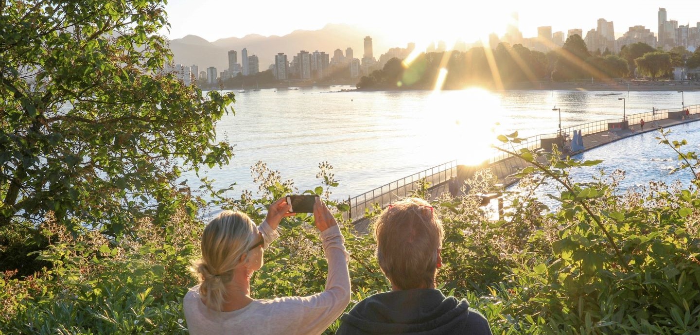 Couple hike through coastal forest