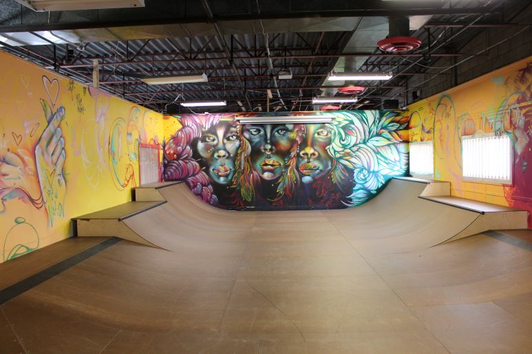 indoor skatepark at OUTLoud North Bay