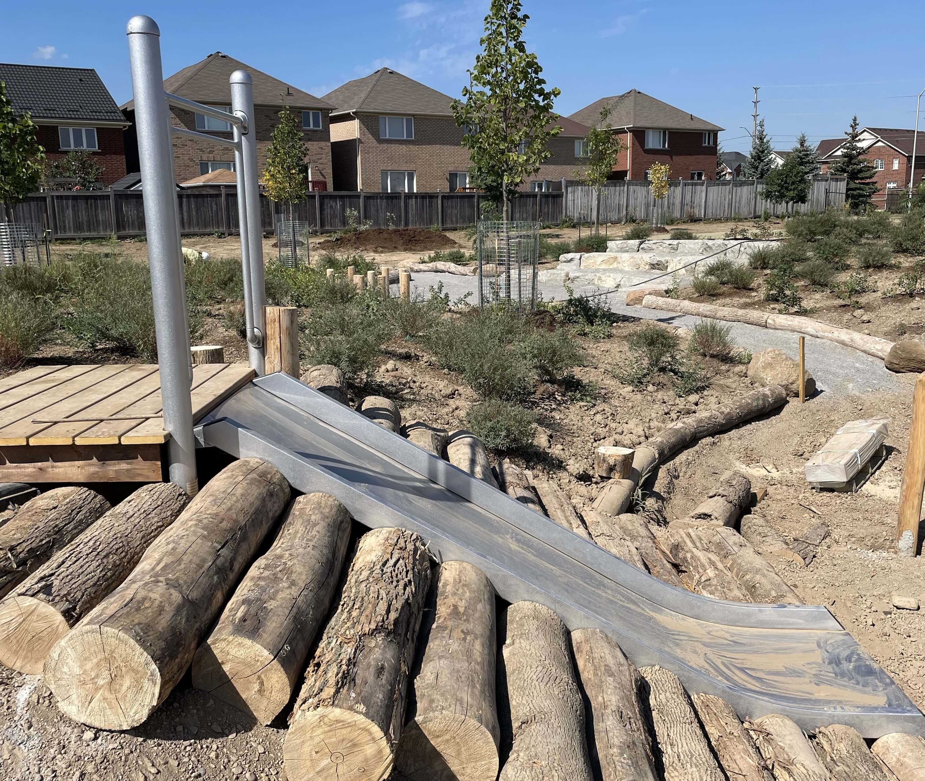 Slide with natural features at Irma Coulson Public School
