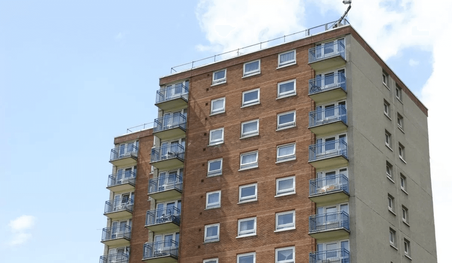 midrise apartment building brown