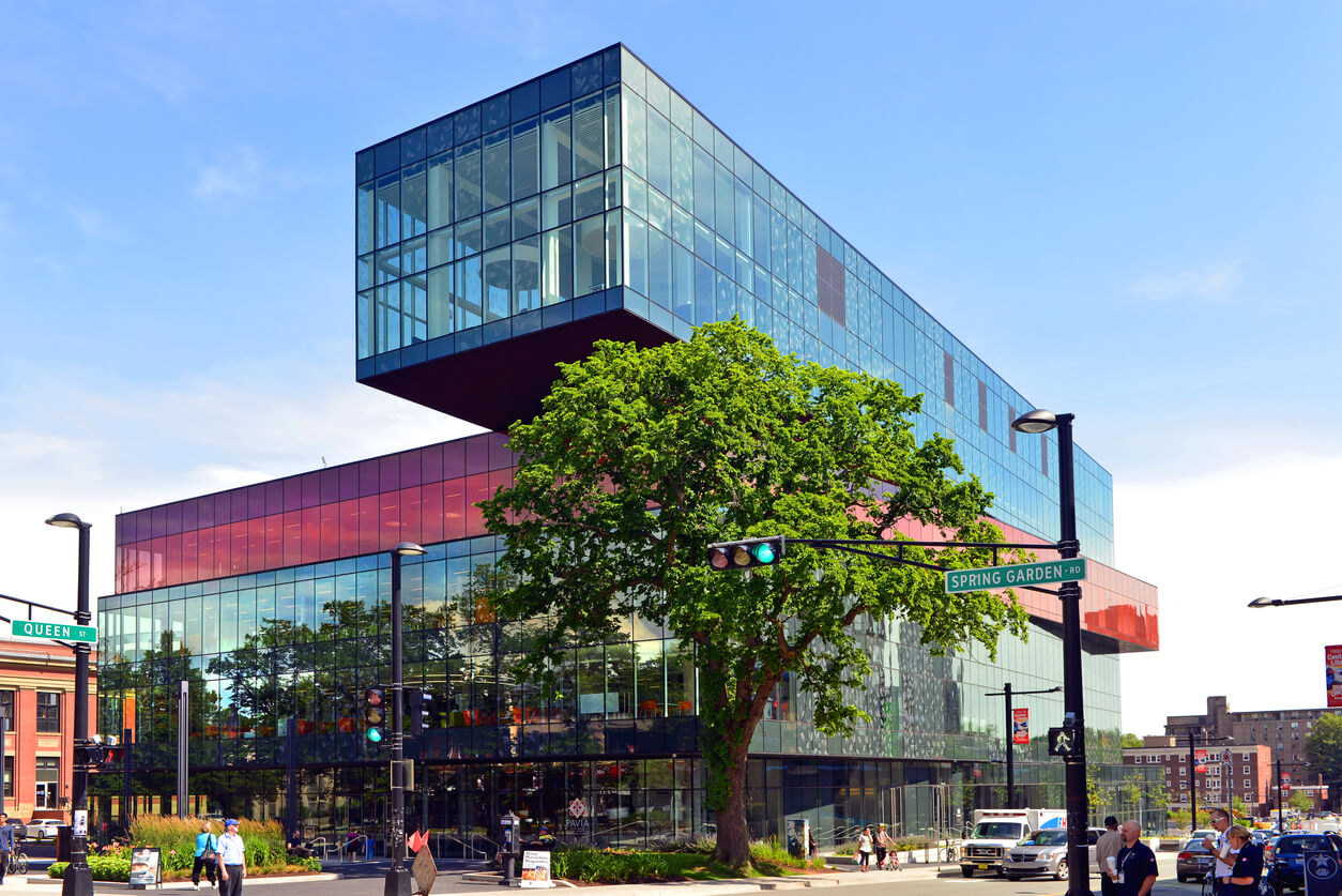 Halifax's central library, a geometric glass structure
